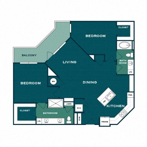 a floor plan of a unit with bedrooms and baths
